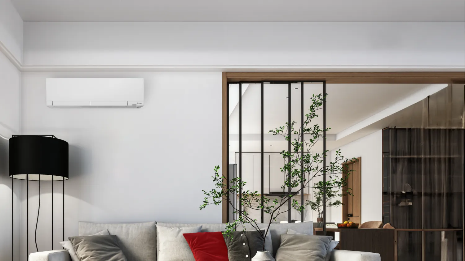 Poêle installé dans un intérieur chaleureux