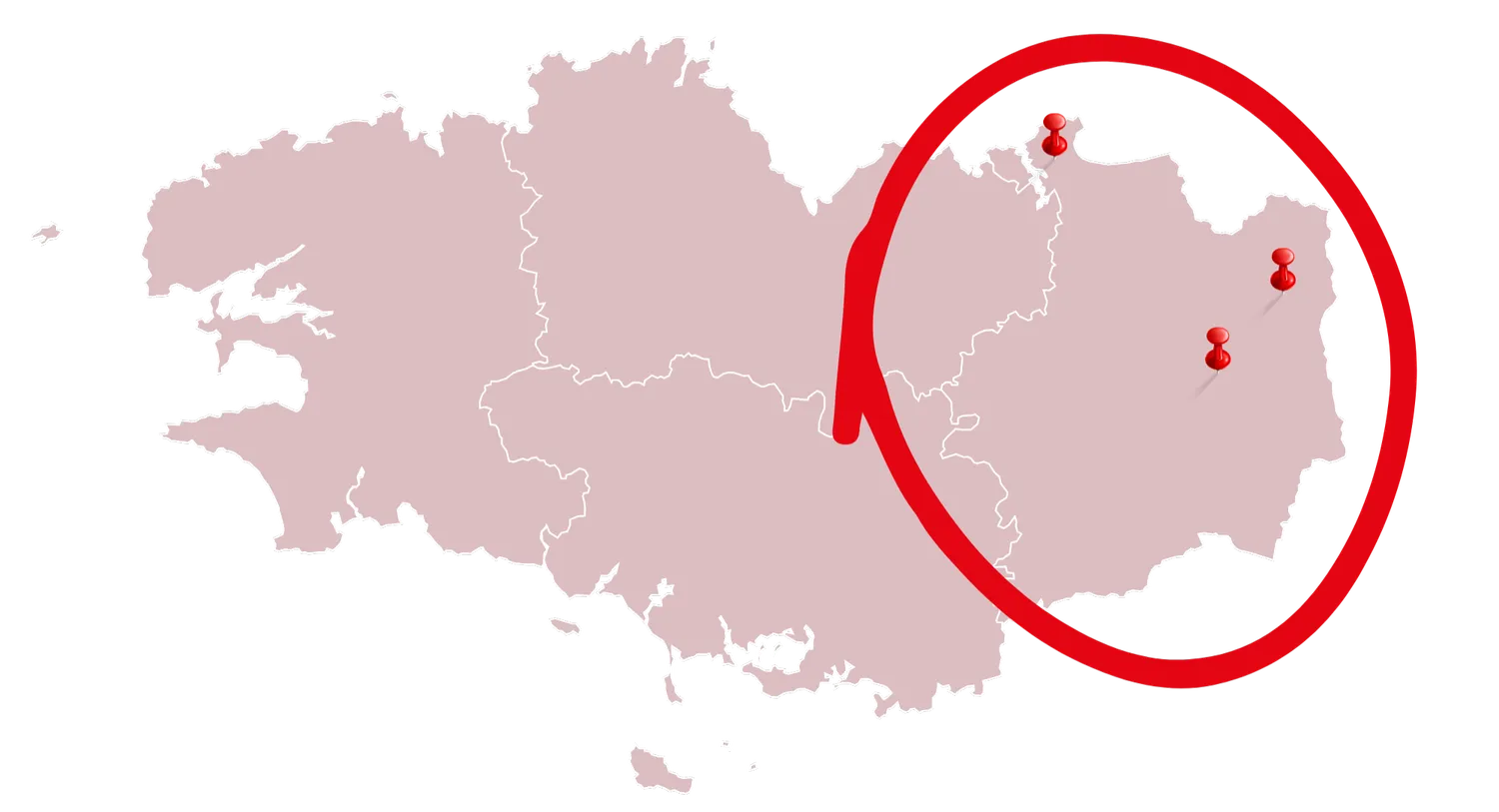 Carte de la zone d'intervention Biothermic en Bretagne